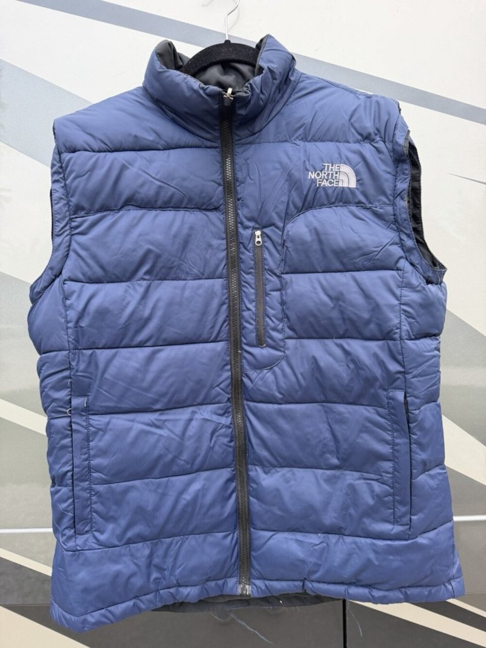 The North Face blue black reversible puffer quilted down vest XL gorpcore